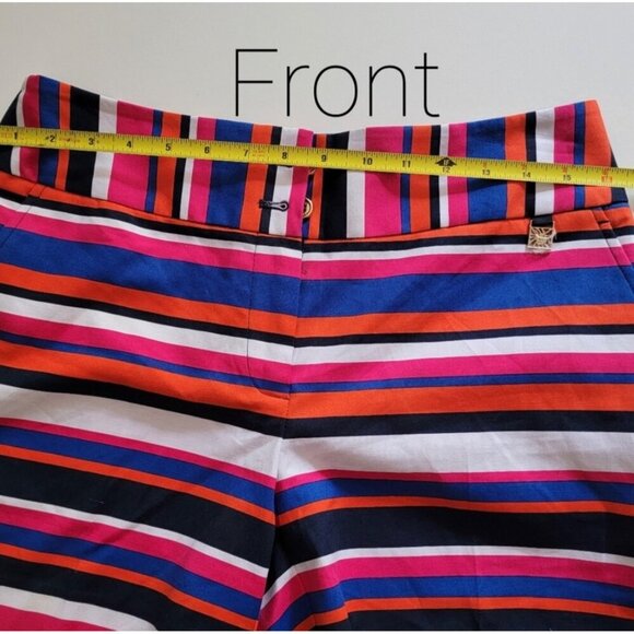 Anne Klein Poppy Combo Shorts Womens Striped Multicolor Cotton Stretch Shorts Si - Picture 3 of 16